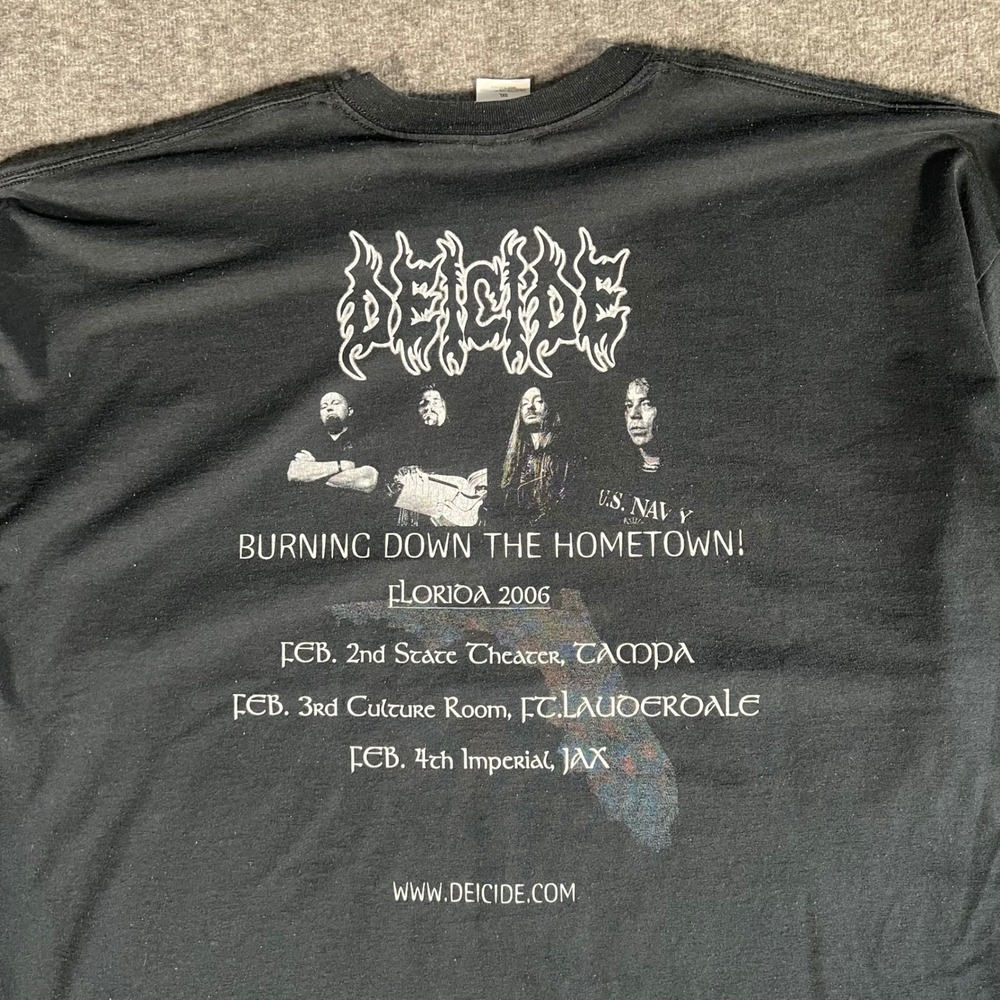 Vtg Deicide 2006 Burning Down the Hometown Florida Tour Death Metal Band Tee 3XL - Picture 5 of 6
